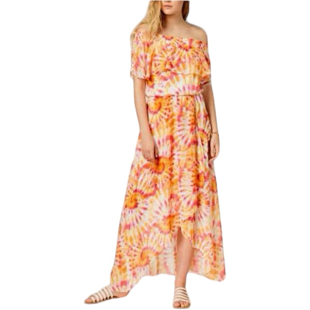 The Edit By Seventeen Maxi Dress Tie Dye Print Off Shoulder Medium